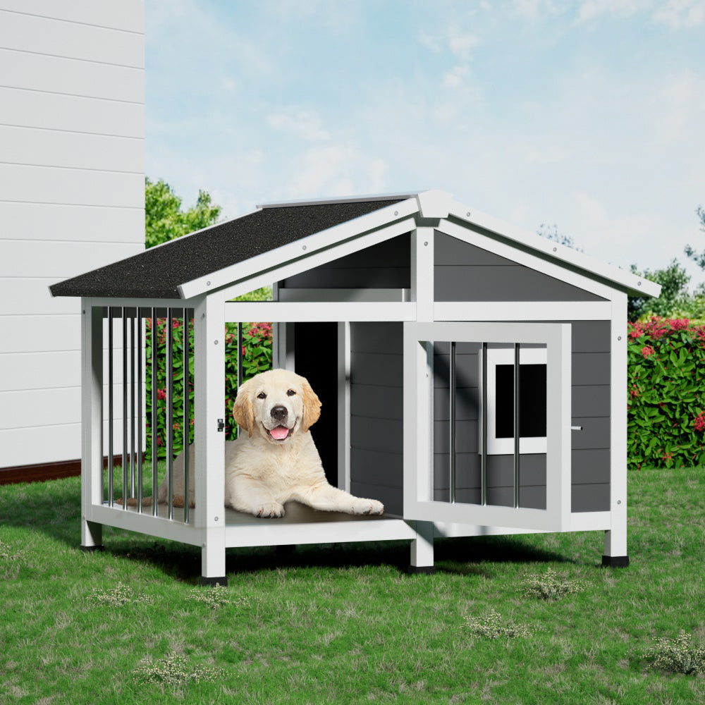 Large Wooden Dog Kennel - Indoor Outdoor Puppy House