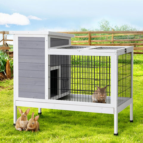 Rabbit Hutch Chicken Coop 97cm x 49cm x 86cm Chicken Coop Large Run Wooden Outdoor Cage House