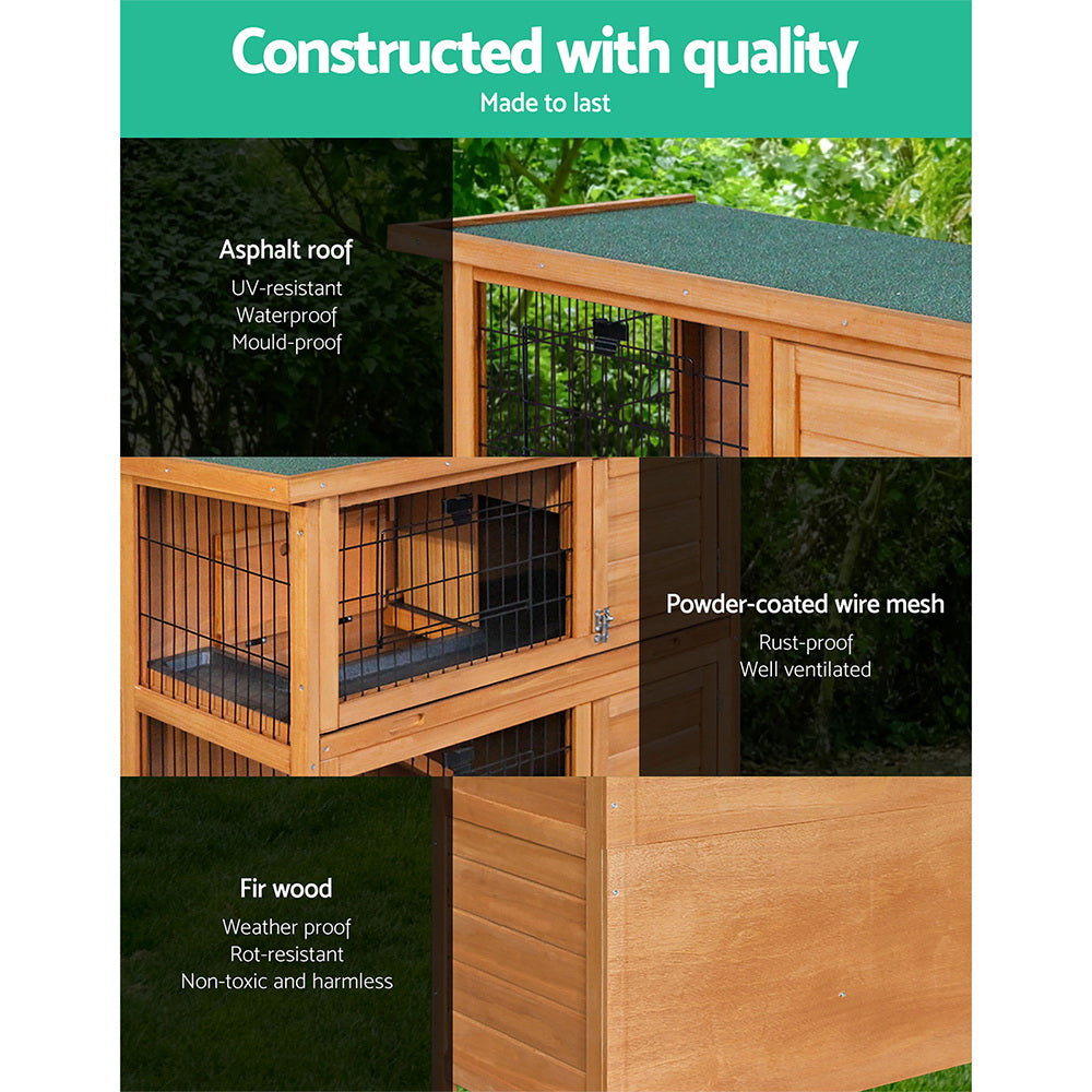 Large Rabbit Hutch 91.5X45X82Cm Chicken Coop Wooden House