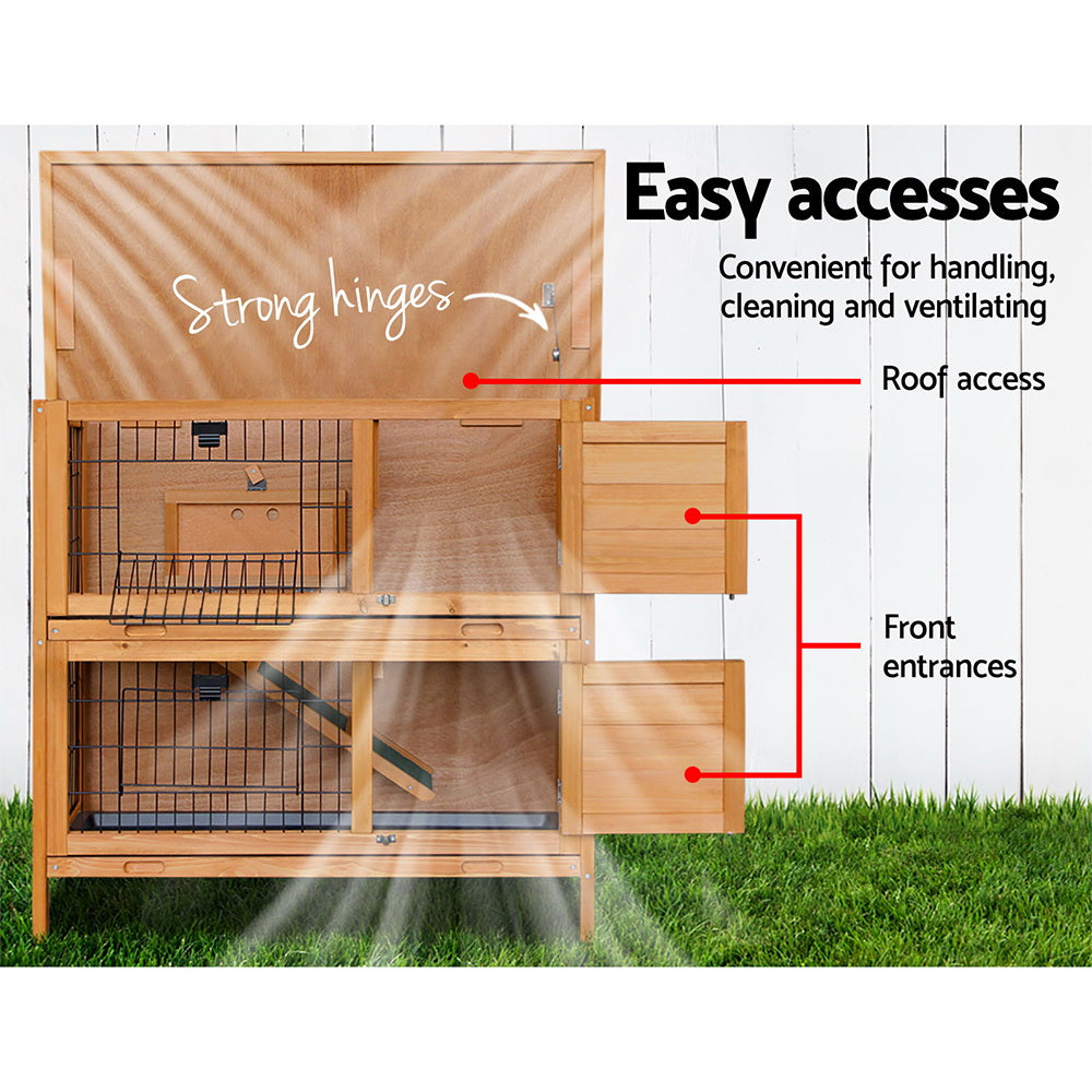 Large Rabbit Hutch 91.5X45X82Cm Chicken Coop Wooden House