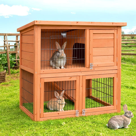 Chicken Coop Rabbit Hutch 88cm x 40cm x 76cm Large Chicken Coop House Run Wooden Cage Outdoor