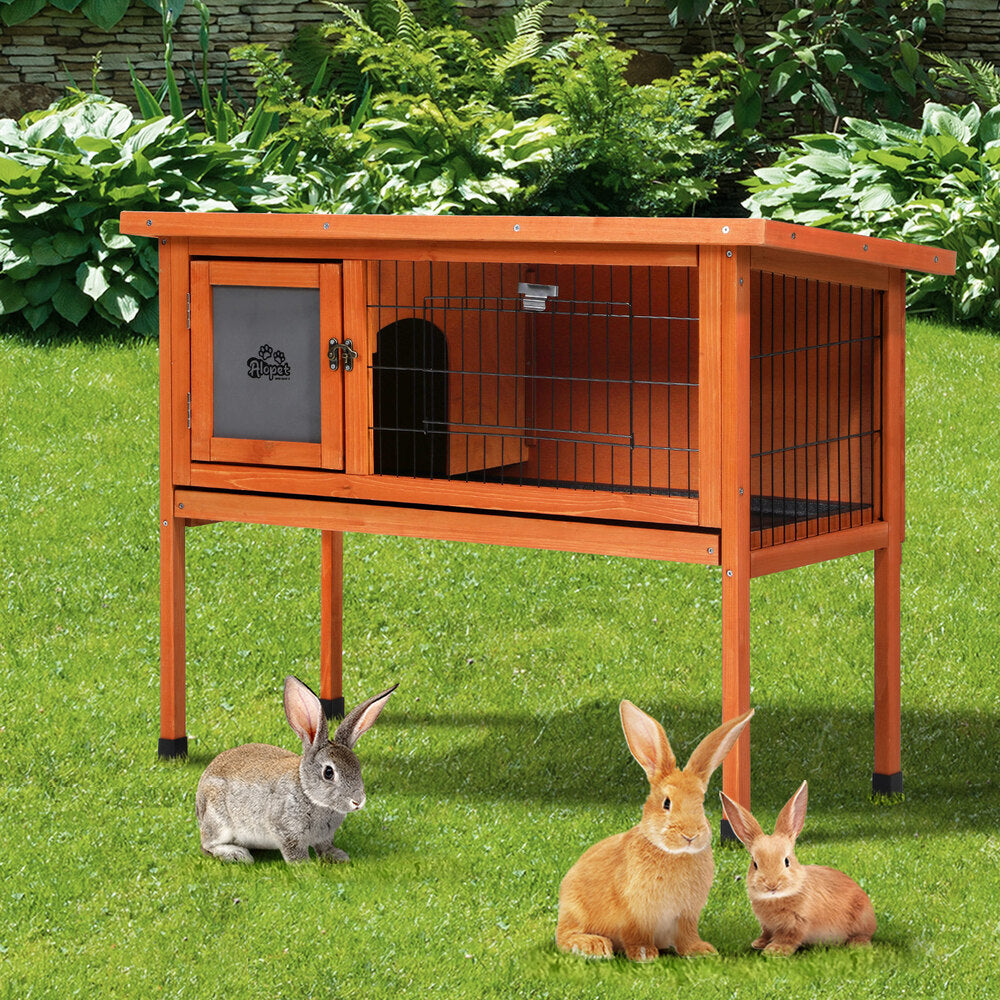 Rabbit Hutch Wooden Cage Chicken Coop Free Standing 91cm House Outdoor