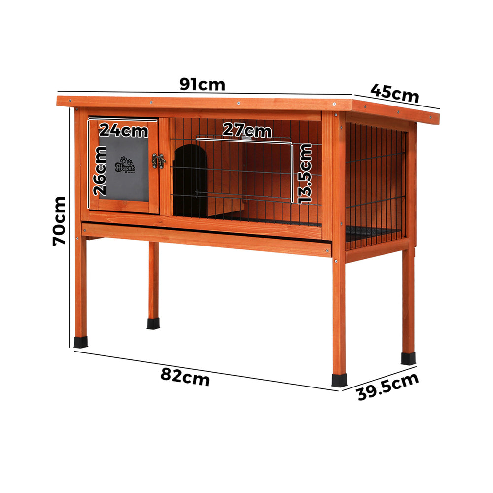 Rabbit Hutch Wooden Cage Chicken Coop Free Standing 91cm House Outdoor