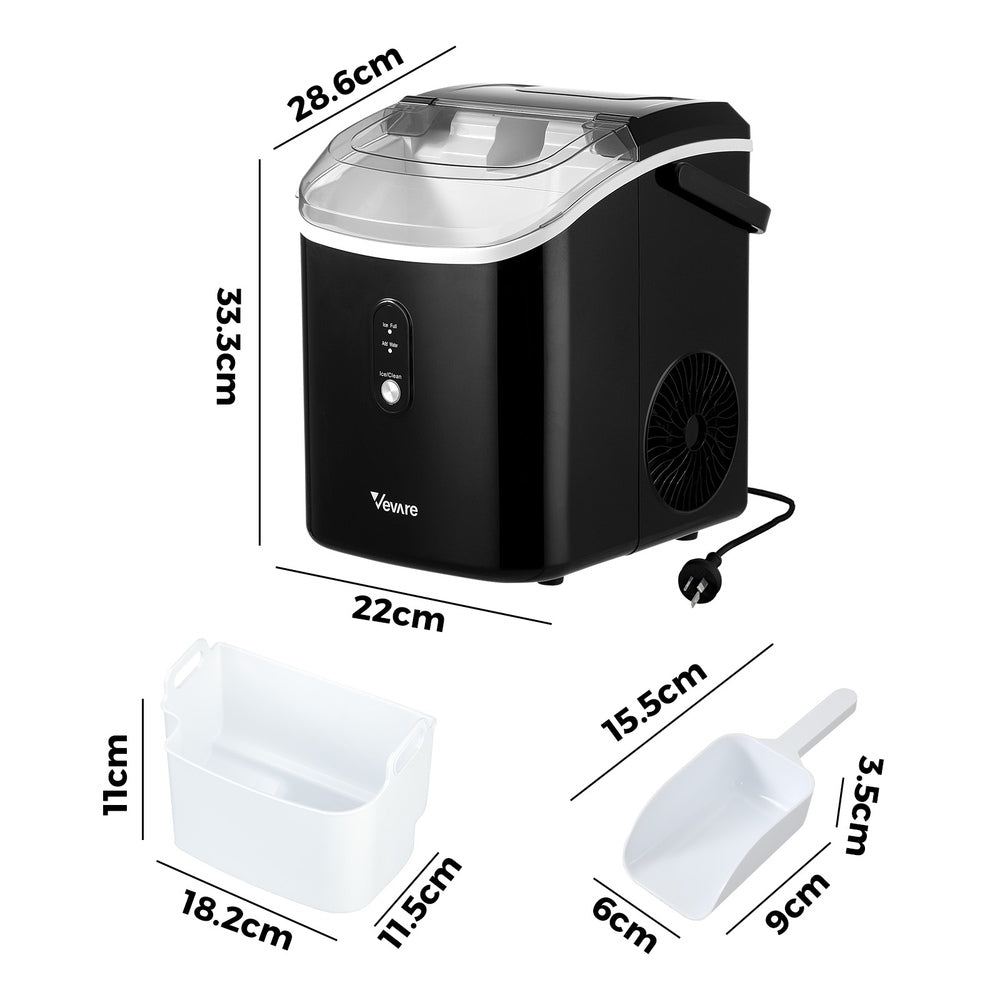 Nugget Portable Ice Maker with Ice Cube Scoop 15kg Black