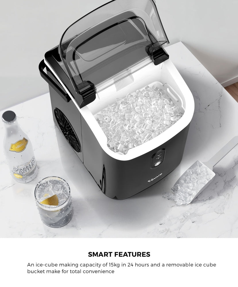 Nugget Portable Ice Maker with Ice Cube Scoop 15kg Black