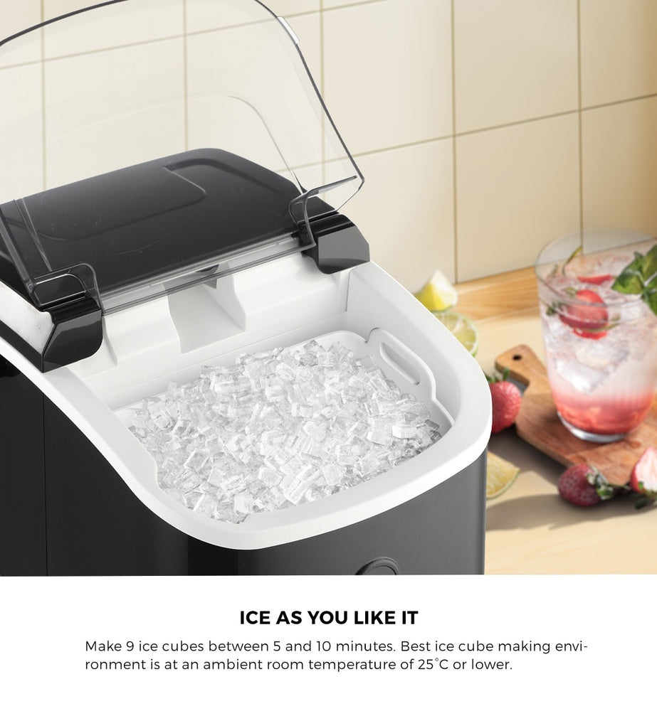 Nugget Portable Ice Maker with Ice Cube Scoop 15kg Black