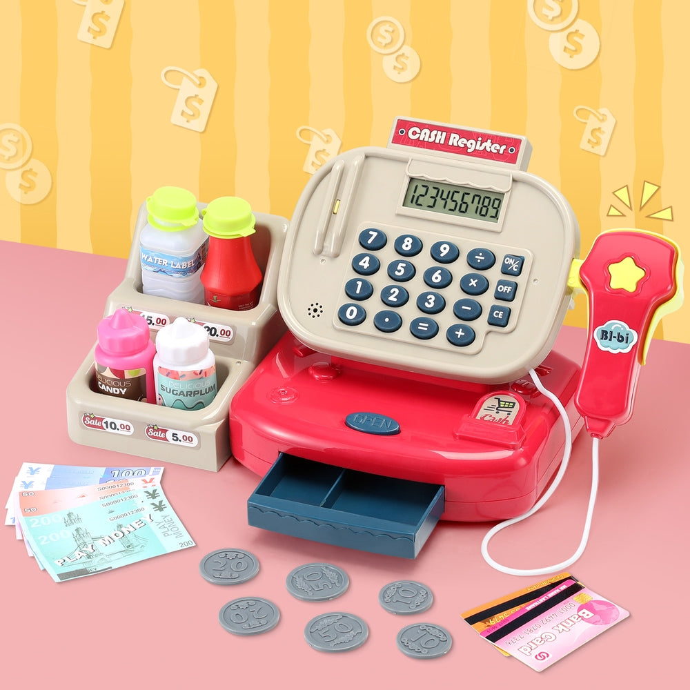 Kids Cash Register Calculator Pretend Play Shops Money Checkout Toys Set