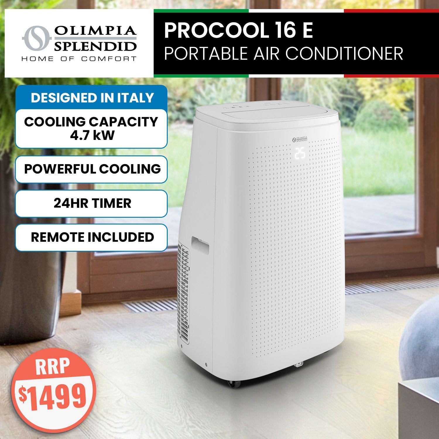 Olimpia Splendid ProCool 16E Portable AC and Dehumidifier Refurbished