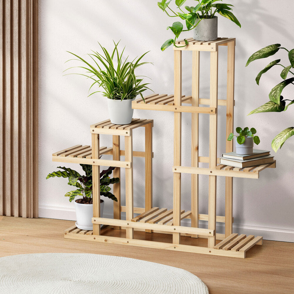 Plant Stand 6 Tiers Flower Pot Planter Corner Shelf Wooden Shelving DIY