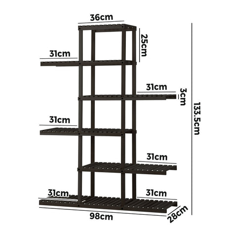 Plant Stand Outdoor Indoor 6 Tiers Flower Pots Rack Corner Shelf Black