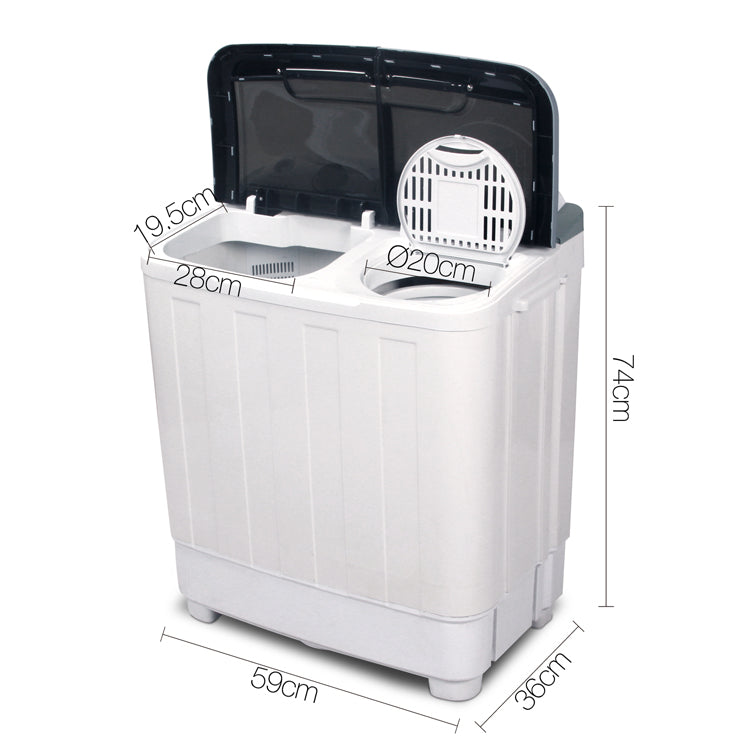 Portable Washing Machine Twin Tub 5Kg White