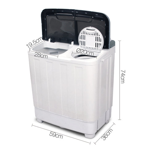 Portable Washing Machine Twin Tub 5Kg White