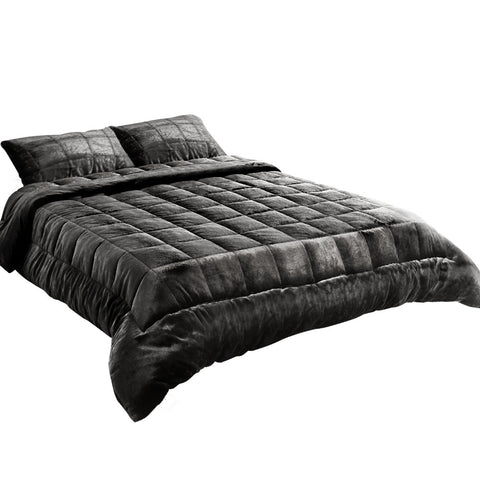 Faux Mink Quilt Charcoal King