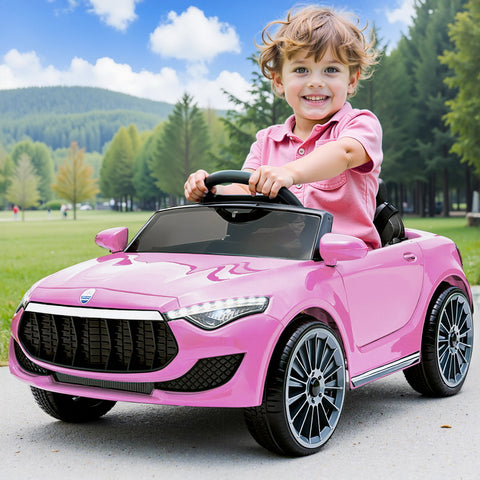 12V Pink Kids Electric Ride-On Car with Headlight & Music