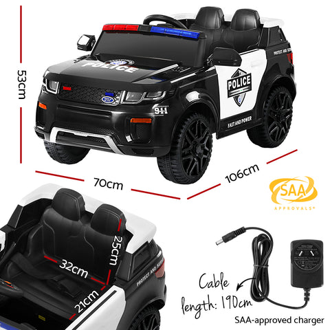 Rigo Kids Electric Patrol Police Car, Remote, Black