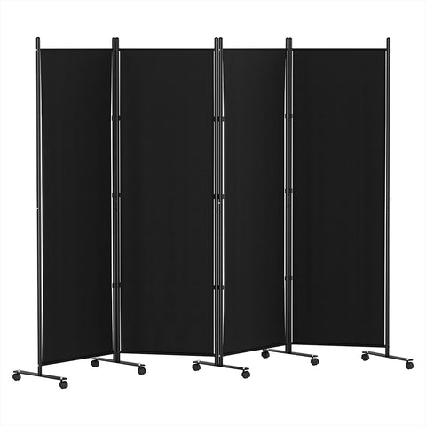 4 Panel Room Divider Screen 217cm Wheel Fabric