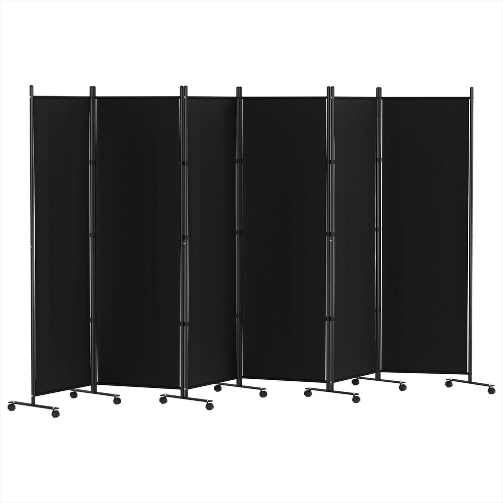 4 Panel Room Divider Screen Wheel Fabric Black