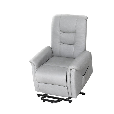 Lift-Assist Leather Recliner Chair - Grey