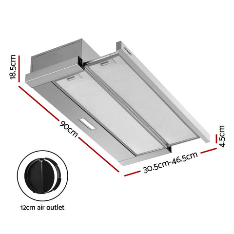 900Mm Range Hood 90Cm Slide Out Rangehood Stainless Steel