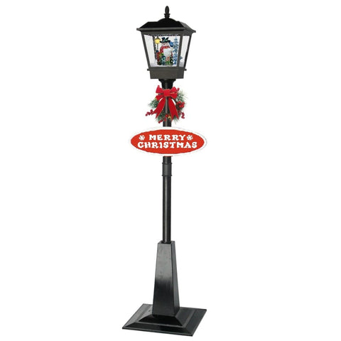 Christmas Lamp Post with Snow Lights & Music- Black Snowman 180cm