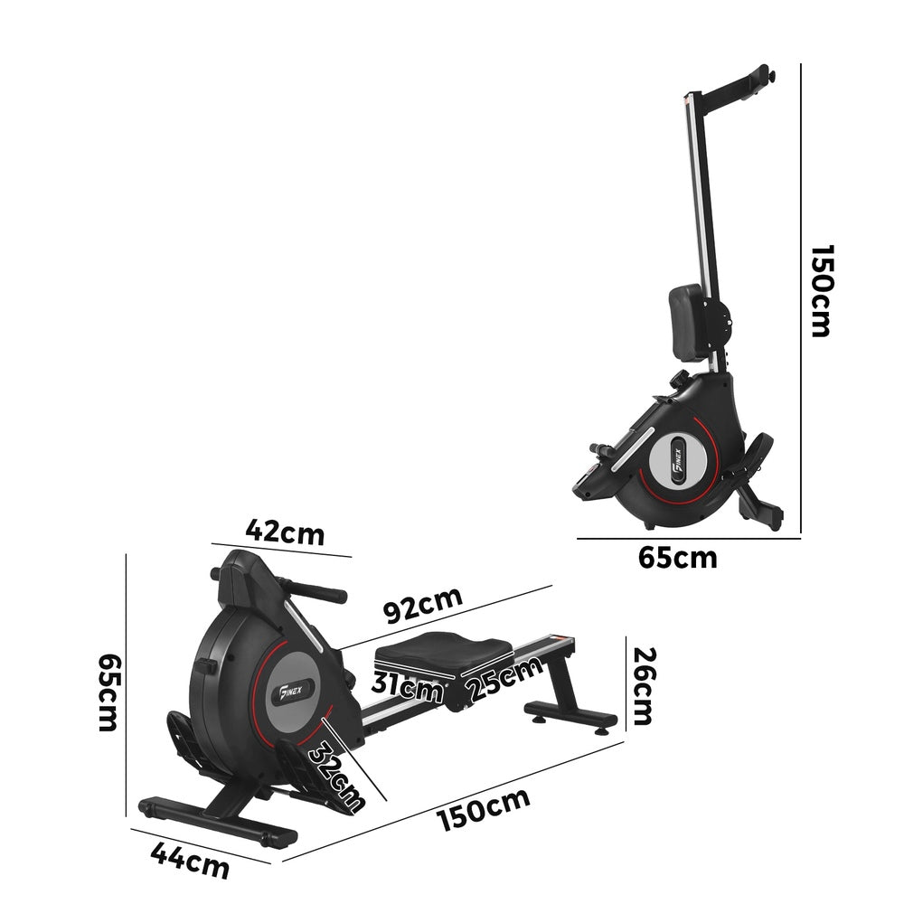 Rowing Machine Rower Magnetic Resistance Exercise Fitness Black