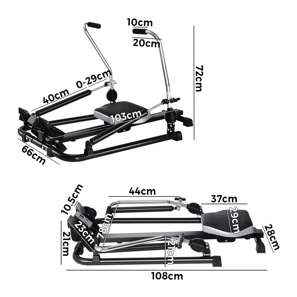 Rowing Machine Foldable Hydraulic Rower Oil Cylinder System and Adjustable Resistance