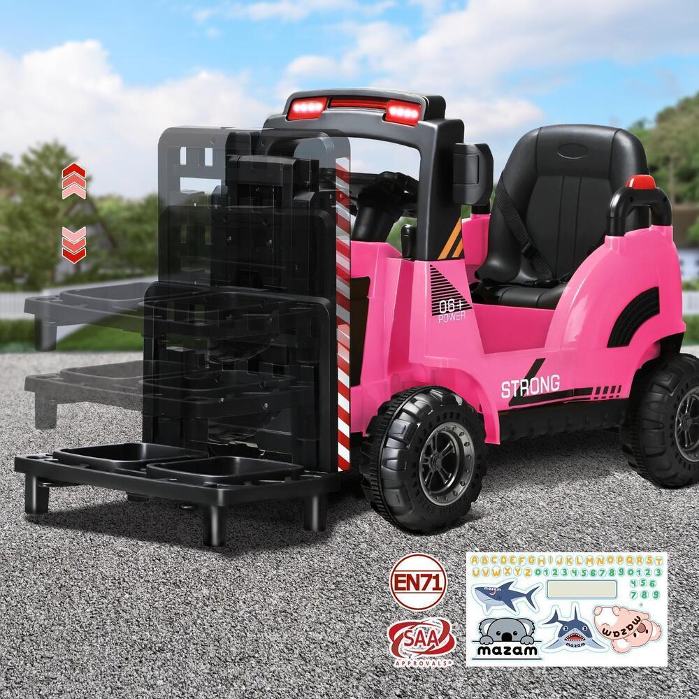 Ride-On Forklift Electric Car Toy for Toddlers Kids 12V Rechargeable Pink