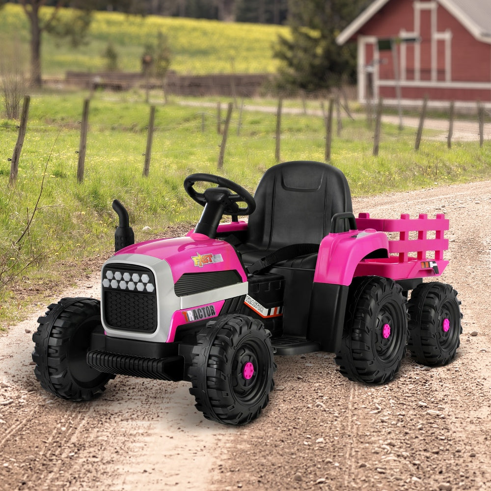 Kids Ride On Car Tractor 12V Toys Remote Control Pink