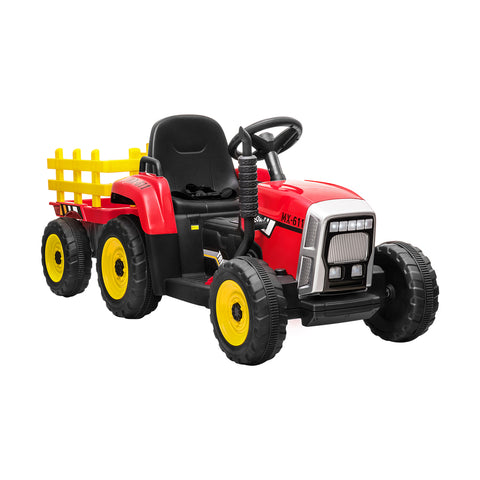 Kids Ride On Tractor W/ Trailer Electric Vehicle Toy Car Bluetooth Gift