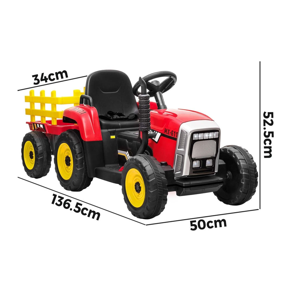 Kids Ride On Tractor W/ Trailer Electric Vehicle Toy Car Bluetooth Gift