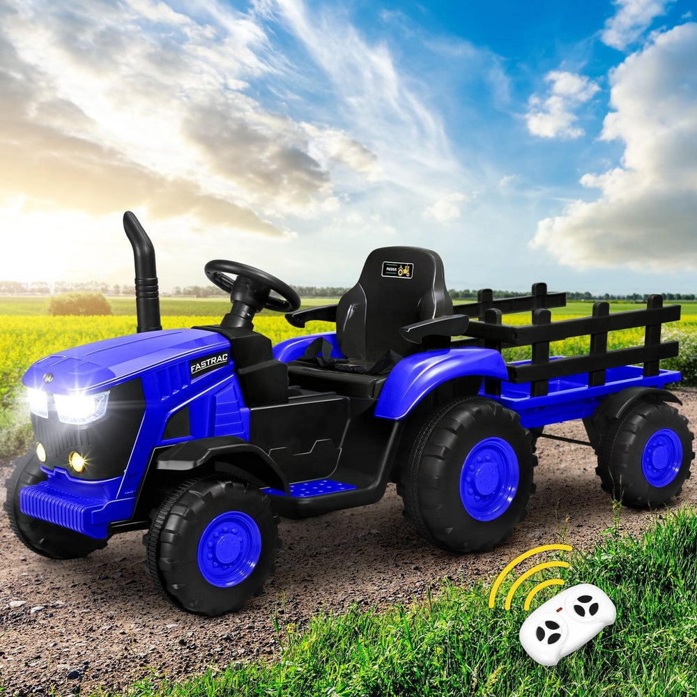 Ride On Car Tractor W/ Trailer Kids 12V Remote Electric Vehicle Toddlers