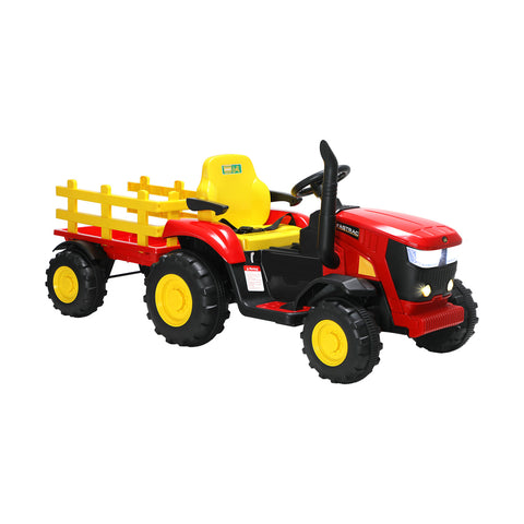 XL Ride On Tractor 12V Kids Electric Vehicle Toy Cars W/ Trailer Remote