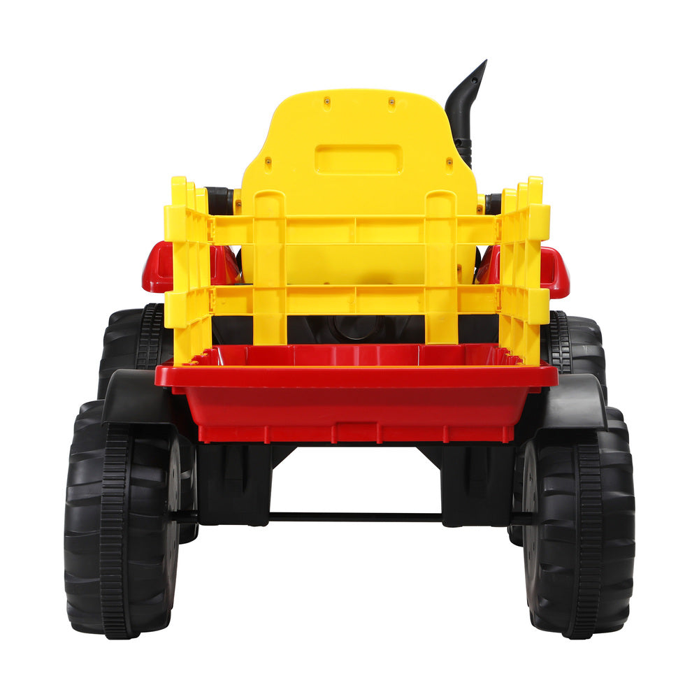 XL Ride On Tractor 12V Kids Electric Vehicle Toy Cars W/ Trailer Remote