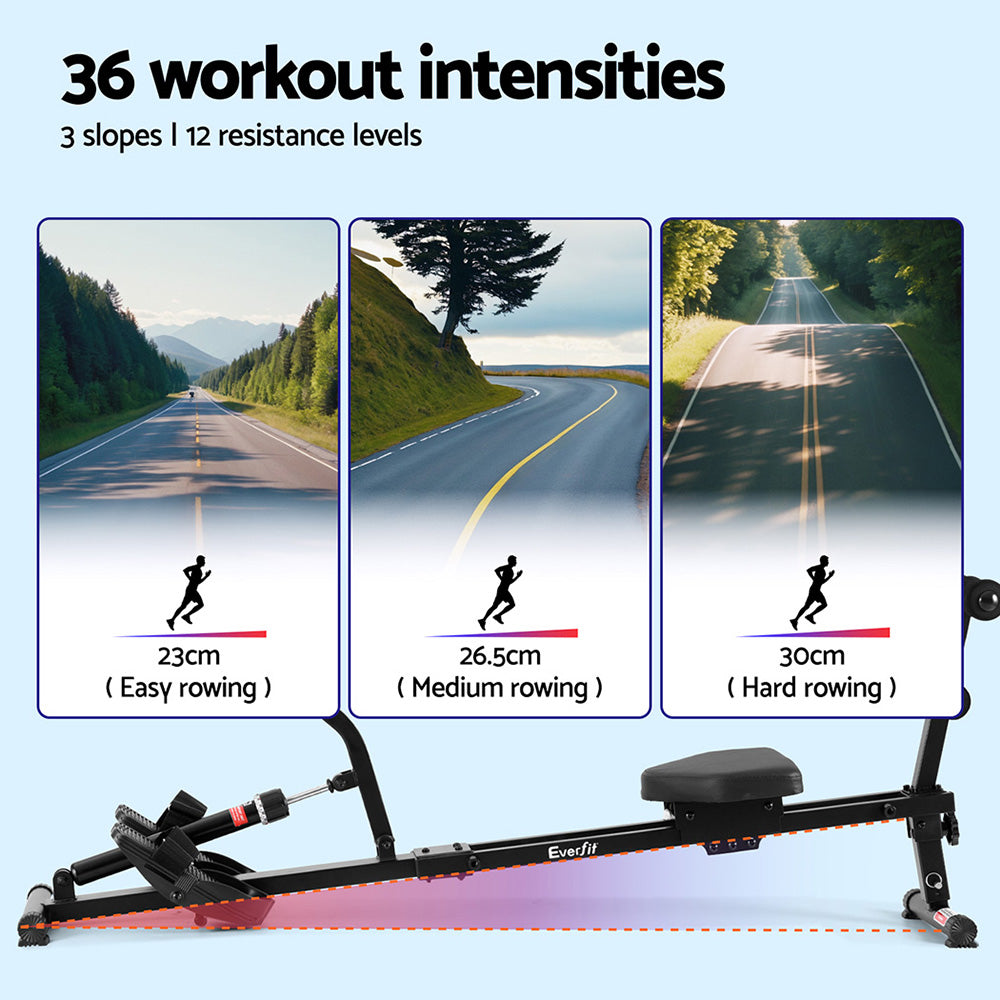 Durable Rowing Machine - 12 Resistance Levels for Home Gym