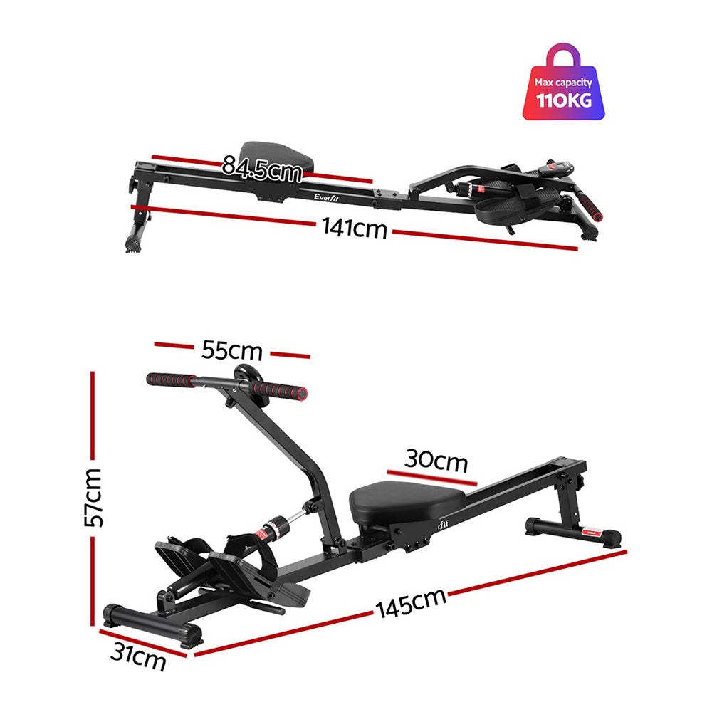 Hydraulic Rowing Machine - 12 Resistance Levels for Home Gym