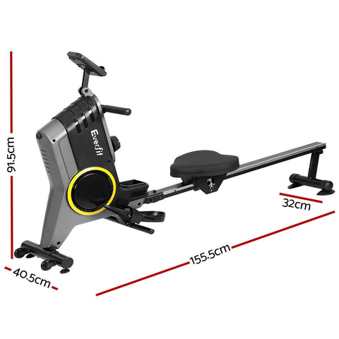 Rowing Machine 12 Levels Magnetic Rower Fitness Gym Cardio Workout