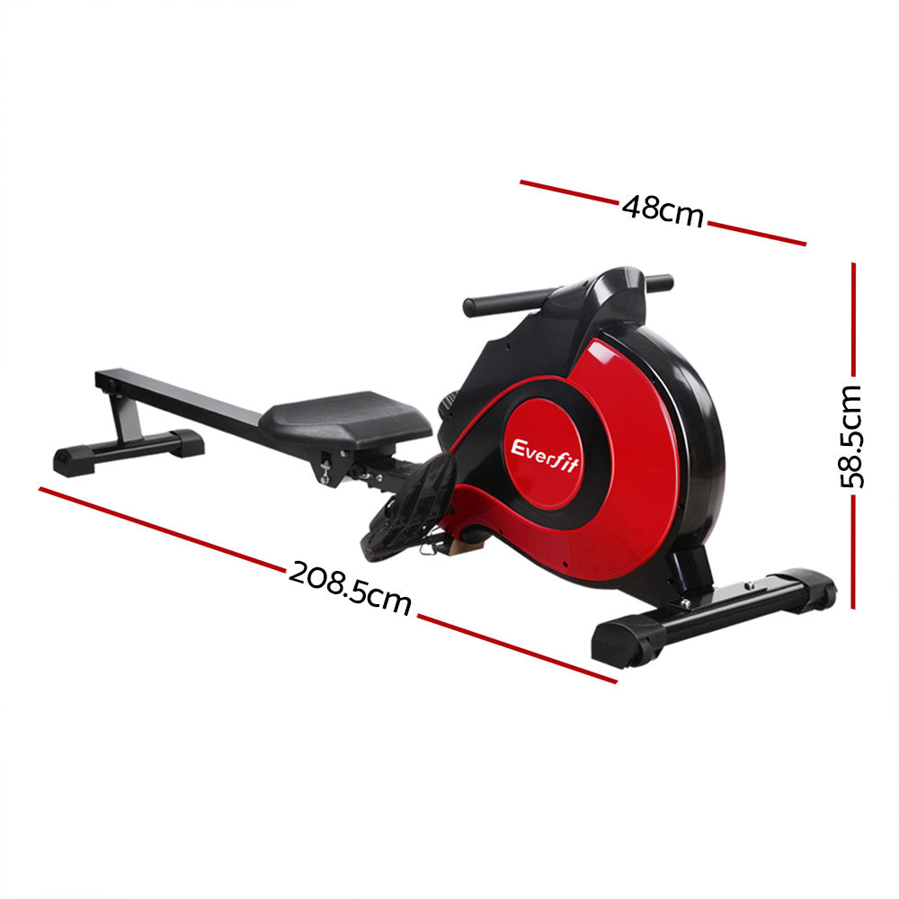 Rowing Machine Rower Magnetic Resistance Exercise Gym Home Cardio Red