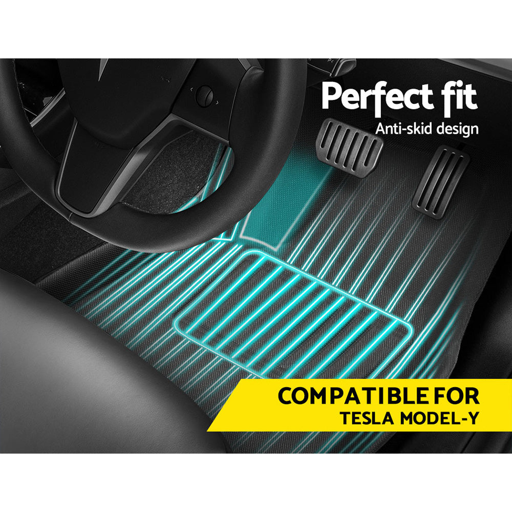 Tesla Model Y Rubber Mats Carpets Front Rear Set Rhd 21-24