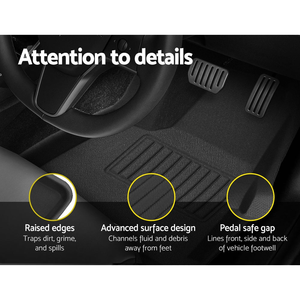 Tesla Model Y Rubber Mats Carpets Front Rear Set Rhd 21-24