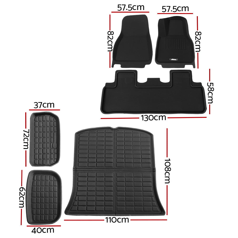 Car Rubber Floor Trunk Toolbox Cargo Mats For Tesla Model Y 2021-2023