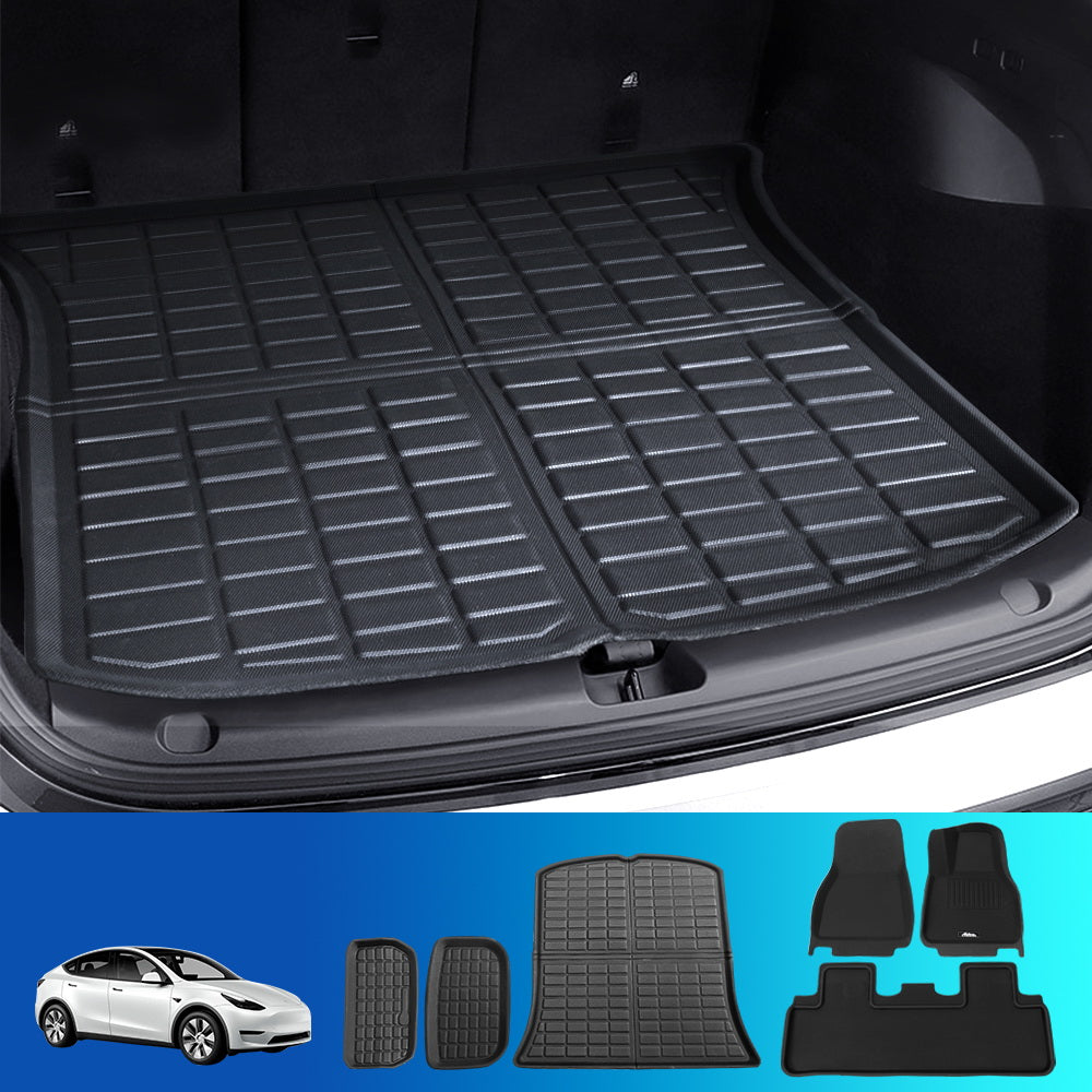 Car Rubber Floor Trunk Toolbox Cargo Mats For Tesla Model Y 2021-2023