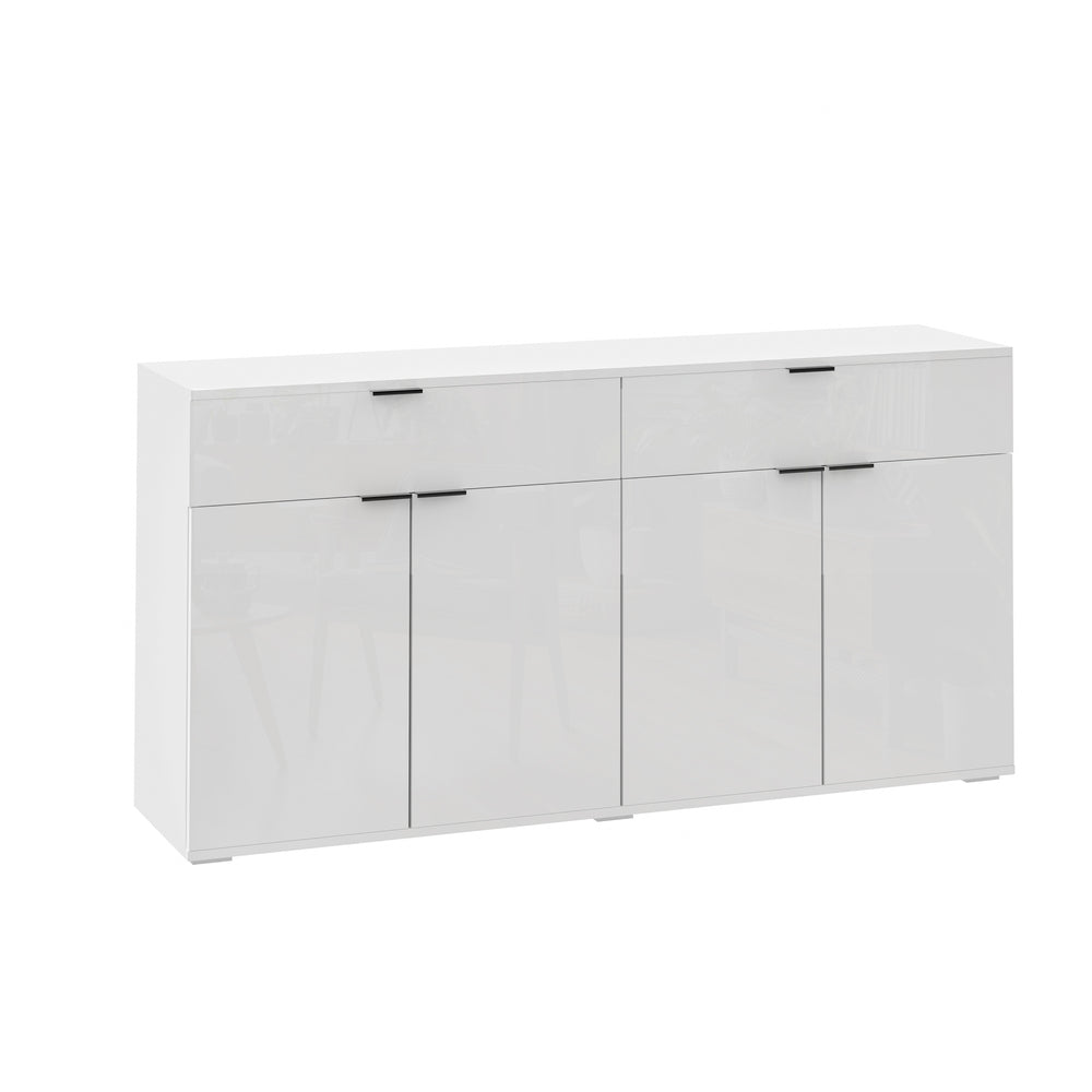 Sideboard High Gloss 4 Doors 2 Drawers Black