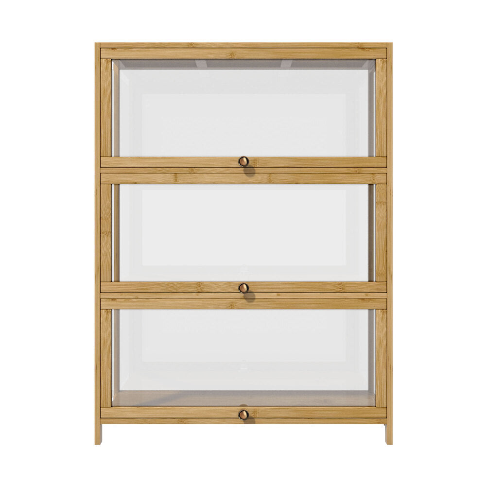 Display Cabinet 3-Tier Shelves Clear Oak