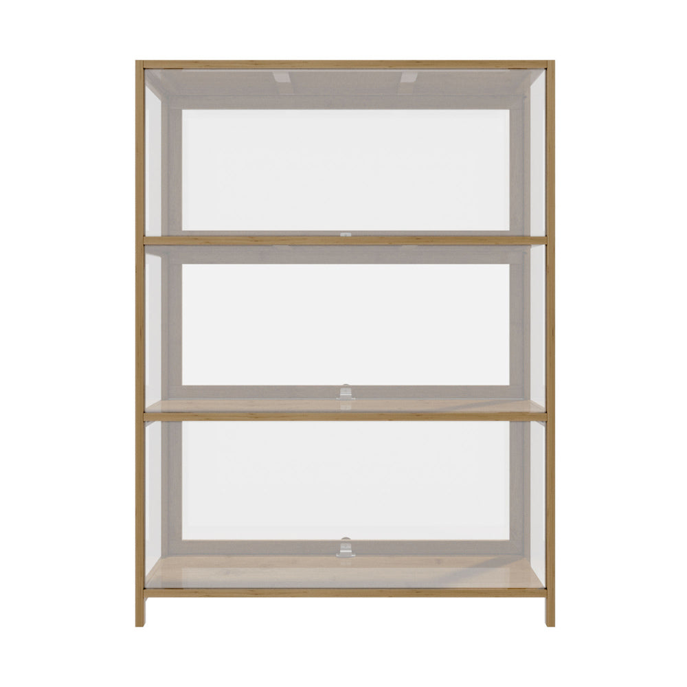 Display Cabinet 3-Tier Shelves Clear Oak