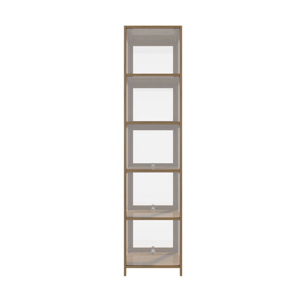 Display Cabinet Slim 5-Tier Shelves Clear Oak