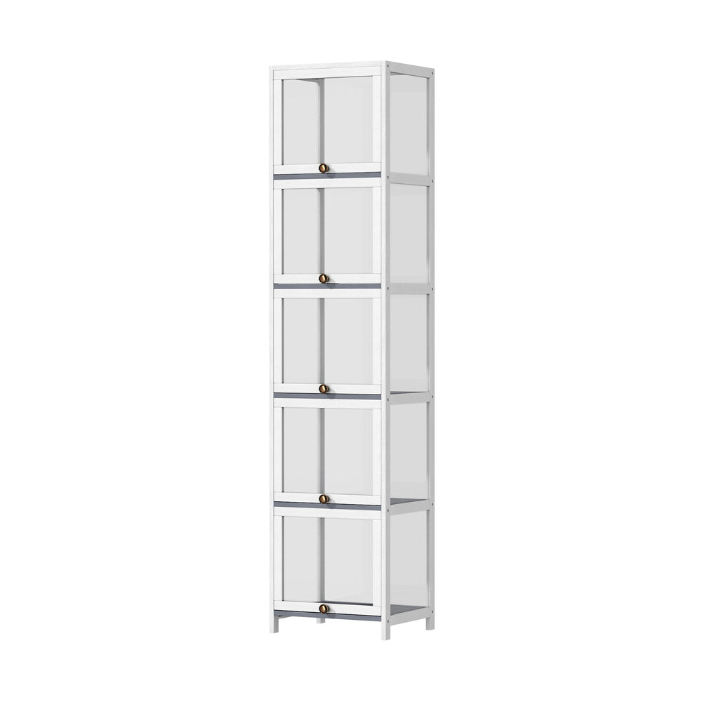 Display Cabinet Slim 5-Tier Shelves Clear Oak