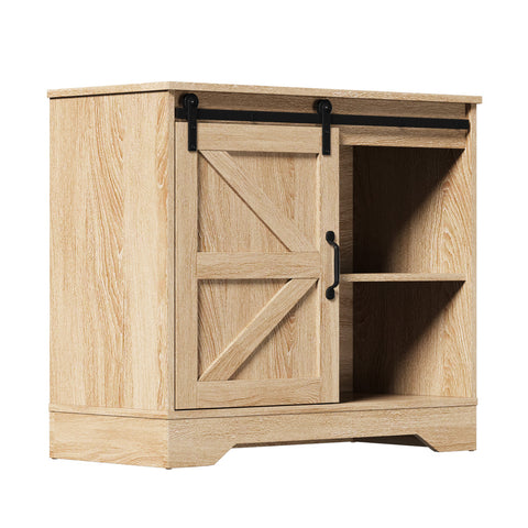 Buffet Sideboard Cabinet Pantry Storage Cupboard Sliding Door Natural/White