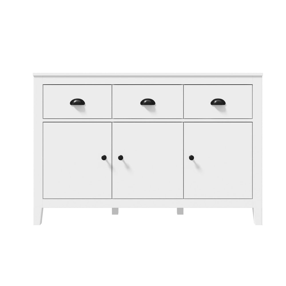 Sideboard Buffet Storage Cabinet 3 Doors Cupboard Pantry Kitchen White