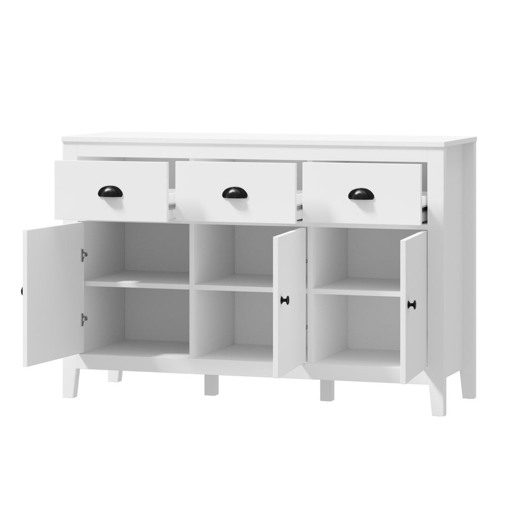 Sideboard Buffet Storage Cabinet 3 Doors Cupboard Pantry Kitchen White