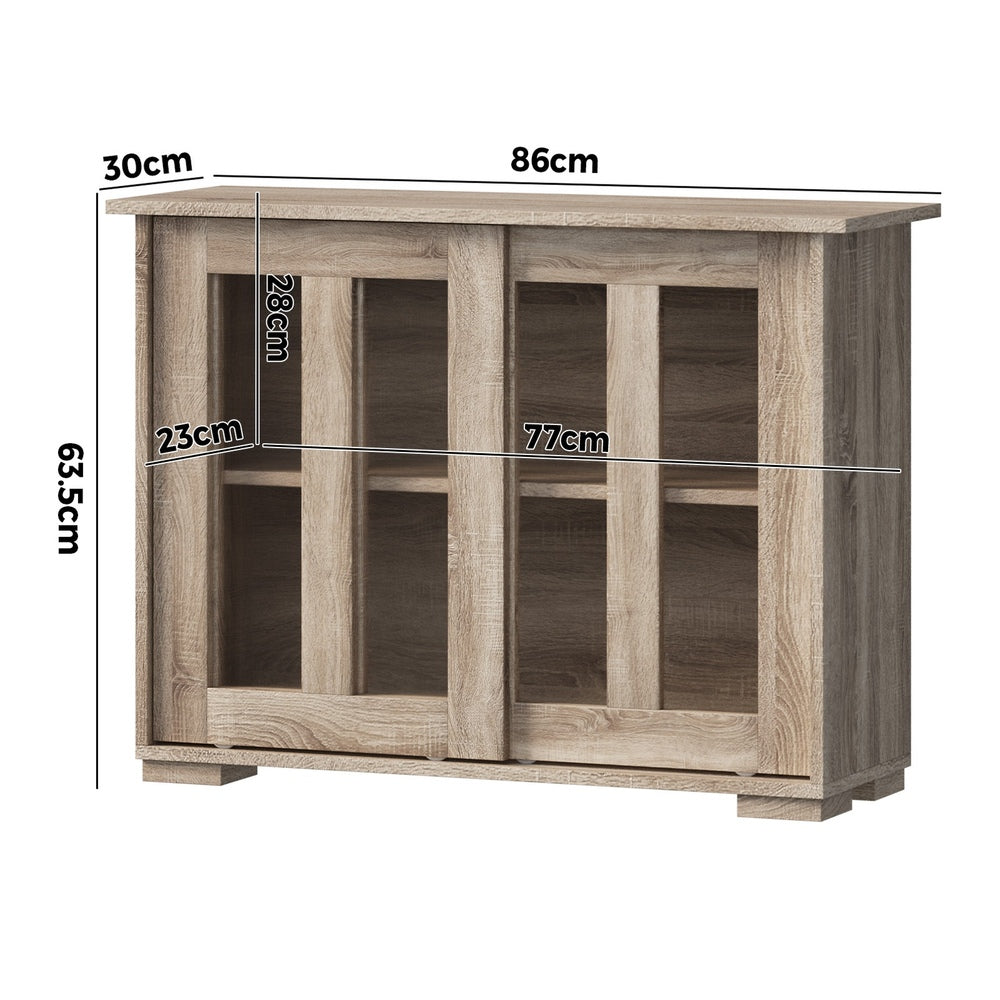 Sideboard Buffet Glass Sliding Door Natural